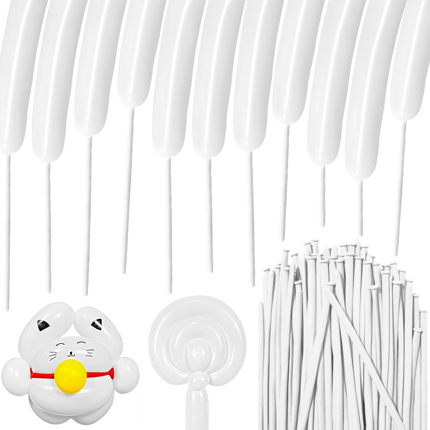 Hykjnbw White Long Balloons For Balloon Animals, 260 Balloons Art Kit For Twisting, Skinny Modeling Balloons Supplies For Birthd