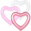 Whaline 3Pcs Inflatable Heart Pool Float Rose Gold Pink White Swim Heart Shaped Pool Rings Float Loungers Tube For Summer Swimmi