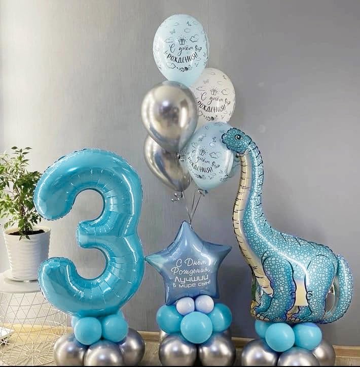 Paticool 40 Inch Blue Number Balloon 3, Large Light Blue Number Foil Mylar Balloons For Birthday Party Celebration Decorations S