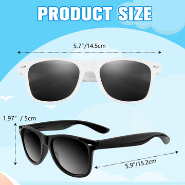 Astaron 12 Pack Kids Party Novelty Sunglasses Bulk Neon Party Favors For Beach Wedding Party Pool Party Supplies, Balck And White