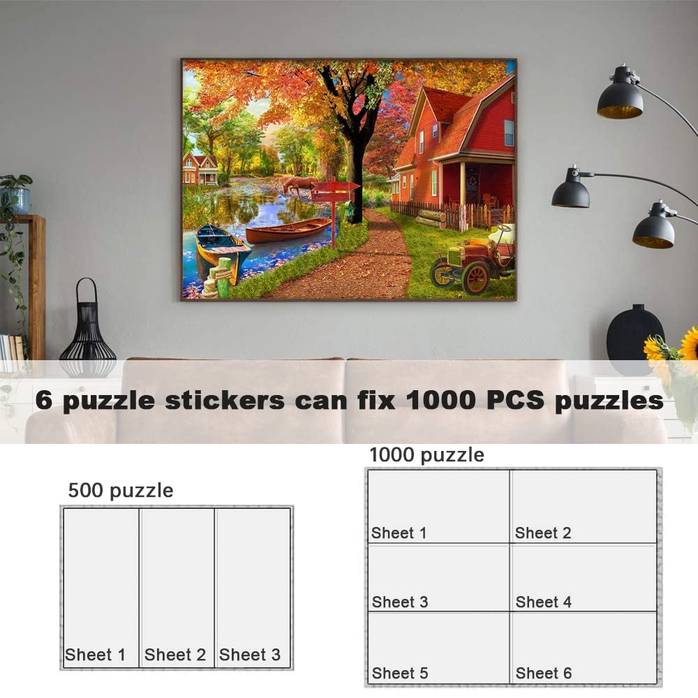 48 Sheets Puzzle Saver Sheets, Preserve 8 × 1000 Puzzle Saver Peel And Stick, Puzzle Sticker Sheets No Stress & No Mess, Puzzle Glue Sheets And Frame To Preserve Your Finished 2000, 1000, 500 Puzzle