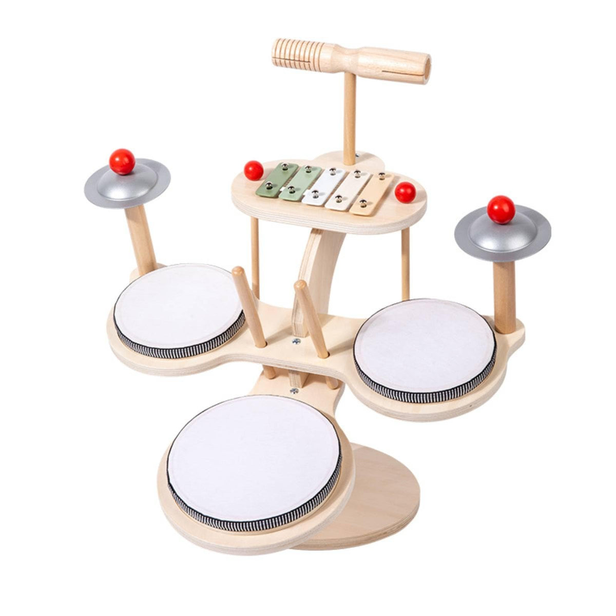 Snappsy AllallIn1 Musical Instrument Set Multifunction Wooden Drum Set Educational Wooden Drum Toy For Toddlers, Babies, Presc