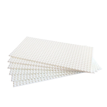 Building Bricks Block Base Plate - White 6 Pack Of 5”X10” Baseplates - Compatible Major Brands Building Block Toys