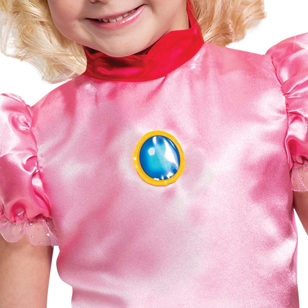 Disguise Princess Peach Costume Dress, Nintendo Super Mario Bros Dress Up Outfit For Girls, Toddler Size Medium (3T-4T), Pink