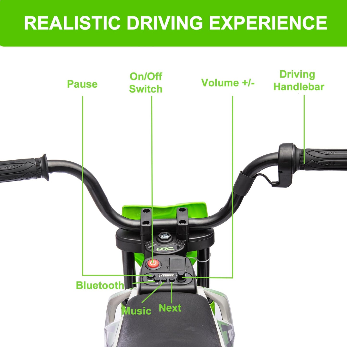 GarveeLife 12V Kids Motorcycle, Kids Electric Dirt Bike with Traning Wheels, Twist Grip Throttle, 3mph Max Speed and Music, Ride