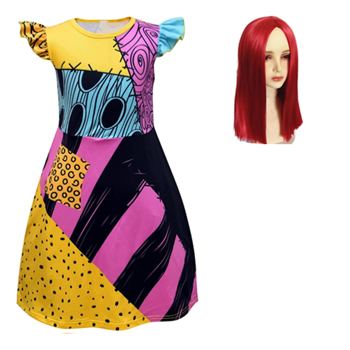 Naeviwth Sally Costume For Toddler Girls Halloween Christmas Costumes Party Dress Up With Wig