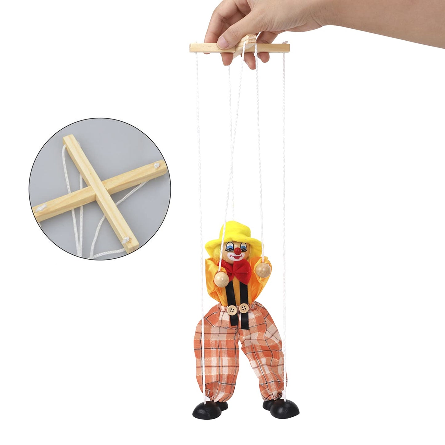 Bxt Hand Puppet Clown Wood Marionette Toys Pull Strings Puppet Doll Movable Hands And Feet,Xmas Parent-Child Interactive Fun Toy