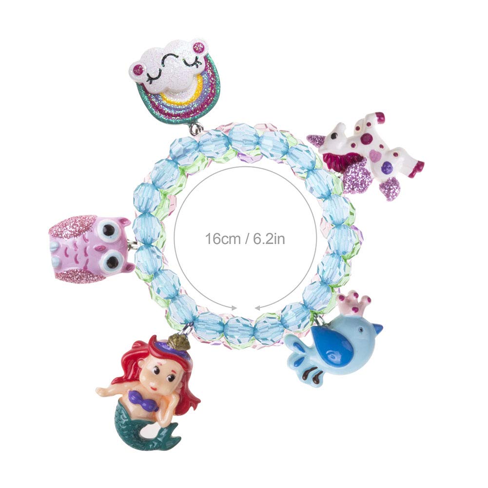 Wingchold 5pc Mermaid Bracelet, Unicorn Bracelet, Little Girl Animal Bracelets, Teens Kids Owl Pendant Beaded Bracelet Girl Part