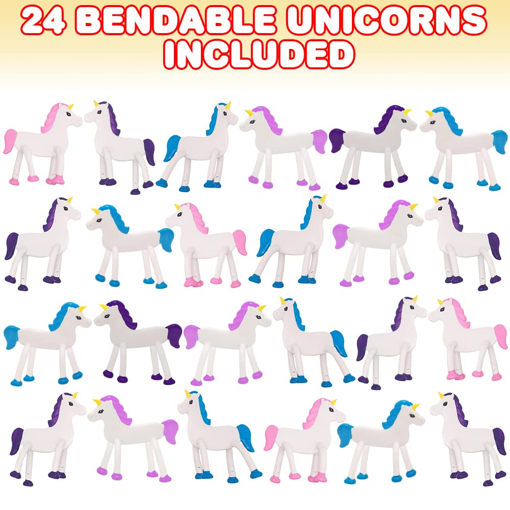 Artcreativity 24 Pcs Bendable Unicorns Toys For Girls, Flexible Easter Gift Toys Unicorn Figurines, Easter Basket Essentials, Cupcake Toppers, Piñata Fillers, Birthday Party Favors, Goodie Bag Stuffer