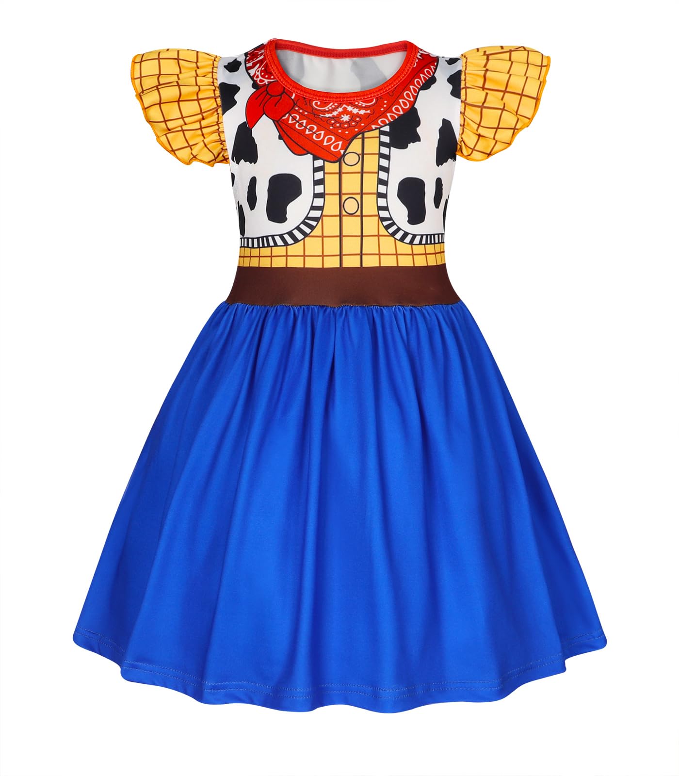 Eledobby Girls Woody Dress Toddler Woody Costume Princess Dress Up Halloween Outfit Birthday Party Clothes 3-4T