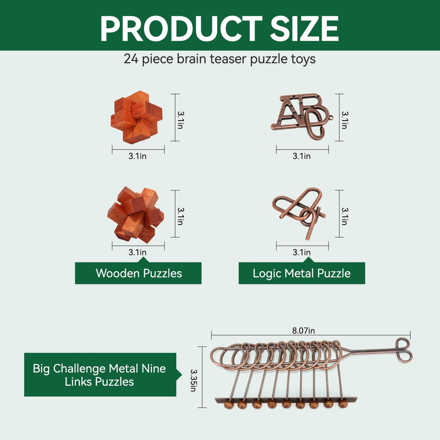 24 Pcs Brain Teaser Puzzles for mature-themeds - Metal Puzzles 3D Puzzle Game Toys for mature-themeds Teens - Wooden Unlock Interlocking Puzzle mature-themed IQ Education Puzzle Toys Smart Toys