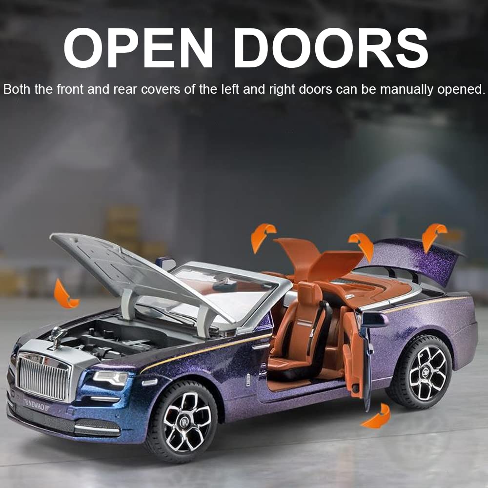 EROCK New Version -Exquisite car Model 1/24 Rolls-Royce Dawn Model Car,Zinc Alloy Pull Back Toy car with Sound and Light for Adu
