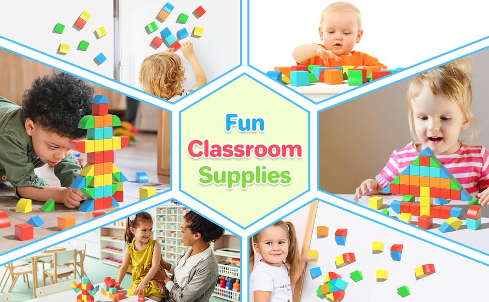 Veneibe 48 PCS Colorful Magnetic Building Blocks - Educational Sensory Toy for 3D STEM Learning, Montessori Gift for Ages 3+ Kids
