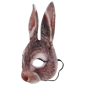 Himine Halloween Easter Carnival Party Masquerade Eva Half Face Bunny Mask (Brown)