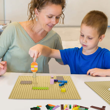 Lekebaby Classic Baseplates Building Base For Building Bricks 100% Compatible With Major Brands-Baseplate 10' X 10', Pack Of 6 (Sand Color)