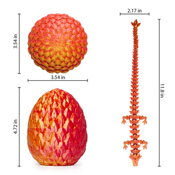 Aumeiller 3D Printed Dragon, Beautiful Flexible Crystal Dragon, Fidget Toy For Birthday Gift For Kids And Adults(Laser Red)