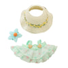 LYBHYQTII Doll Clothes for 17cm Dolls enhanced Handmade Cute Doll Dress 3 Piece Set Including a Weaving Hat Clothes and Flower Clip with High-End Dolls Accessories for Play & Display - Green