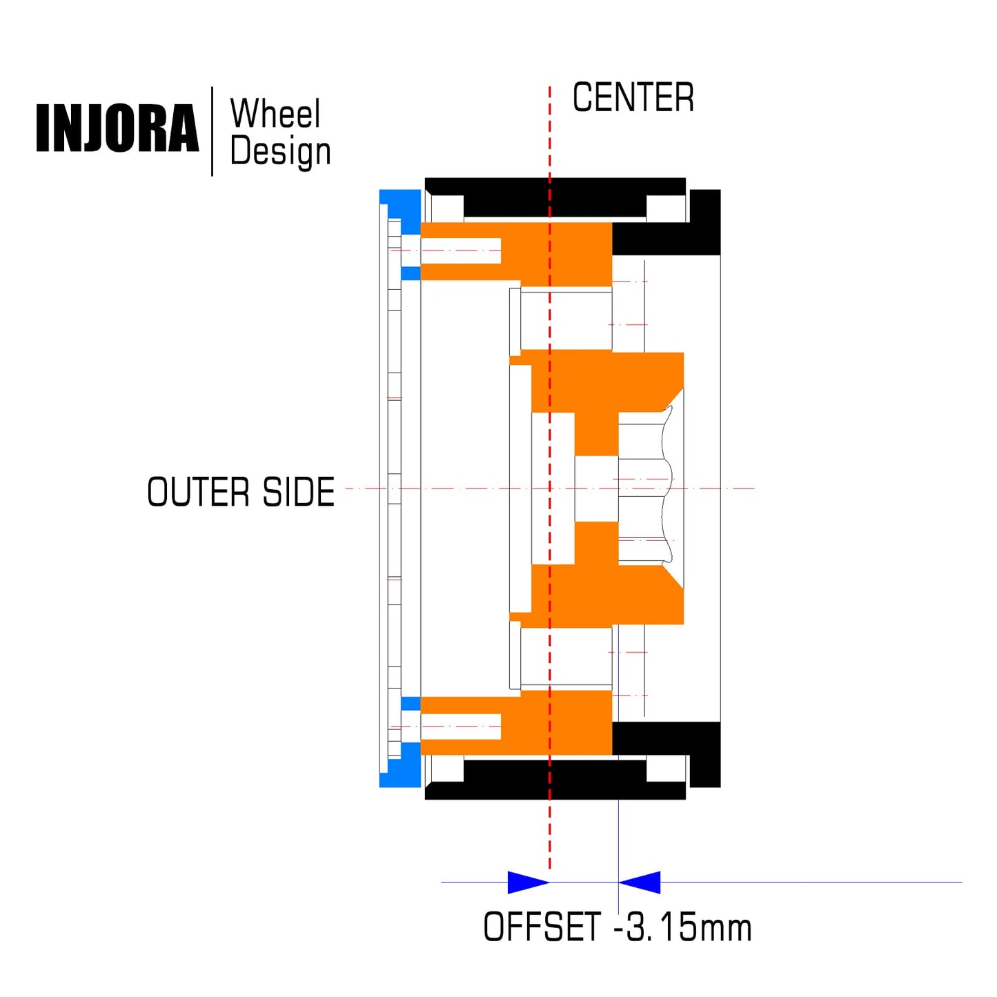 INJORA Brass 1.0 Beadlock Wheel- Negative Offset 3.15mm Wheels for 1/18 TRX4M SCX24 Gladiator Bronco C10 JLU Deadbolt Axial 1/24