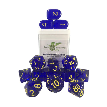 Role 4 Initiative Polyhedral Dice - Translucent Dark Blue W/Gold And Arch'D4 (15)
