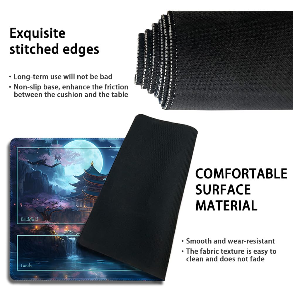 Premium Stitched Mtg Playmat With Zones And Non-Slip Rubber Backing - Tcg Play Mat For Mtg And Other Card Games - Colorful Desig