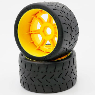 Power Hobbies 1/8 Gripper Belted Rear Tires/Wheels 17mm (2) Yellow for Arrma Felony/Infraction/Limitless