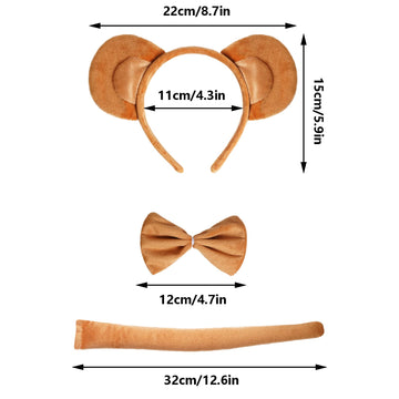 Jmkcoz Animal Monkey Costume Soft Monkey Ears Headband Bowtie Tail Tutu Fancy Costume For Halloween Cosplay Party