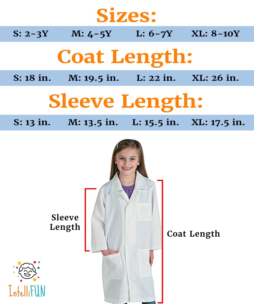 Intellifun Kids Lab Coat Science Doctor Lab Dress-Up Fun Ages 2-10 (Large 6-7Y)
