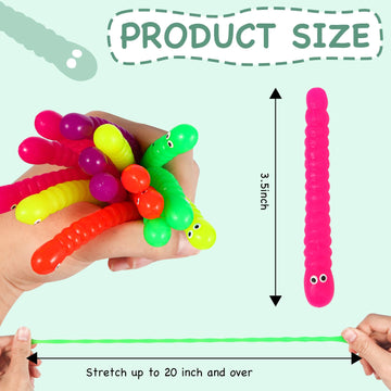 50 Pcs Stretchy Fidget Toys Colorful Stretchy Strings,Sensory Fidget Worm Stretch Toys For Kids, Stocking Stuffers Party Favors