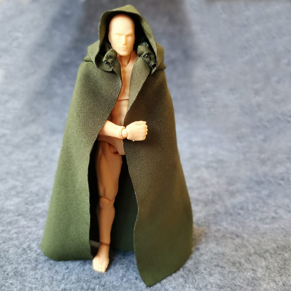 Ssbeauty M 1:12 Scale Fabric Cape Cloak With Hat For 6 Inch 1/12 Action Figure Clothes (Green Cloak)