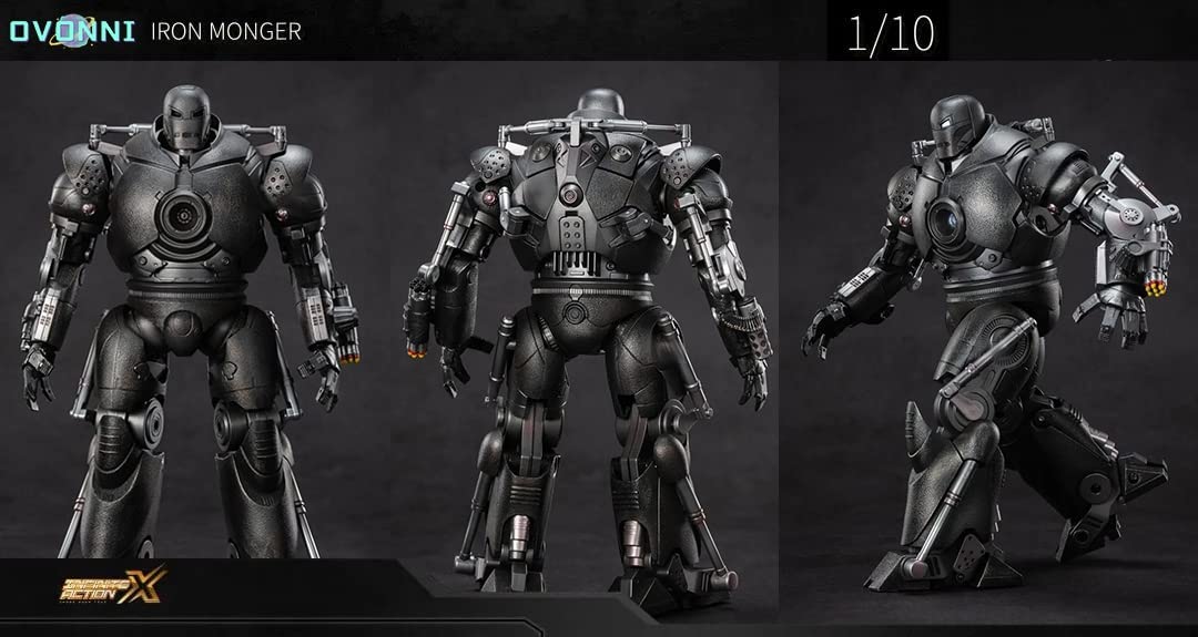 Ovonni 9 Inch Led Iron Monger Toy,Exquisite Painting 20 Joints Movable Collectible Action Figure,Light With Chest And Eyes