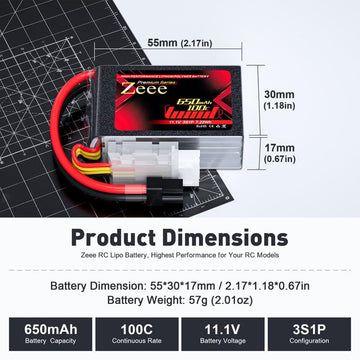 Zeee Premium Series 3S Lipo Battery 650Mah 11.1V 100C With Xt30 Plug For Fpv Racing Drone Quadcopter Helicopter Airplane Rc Boat