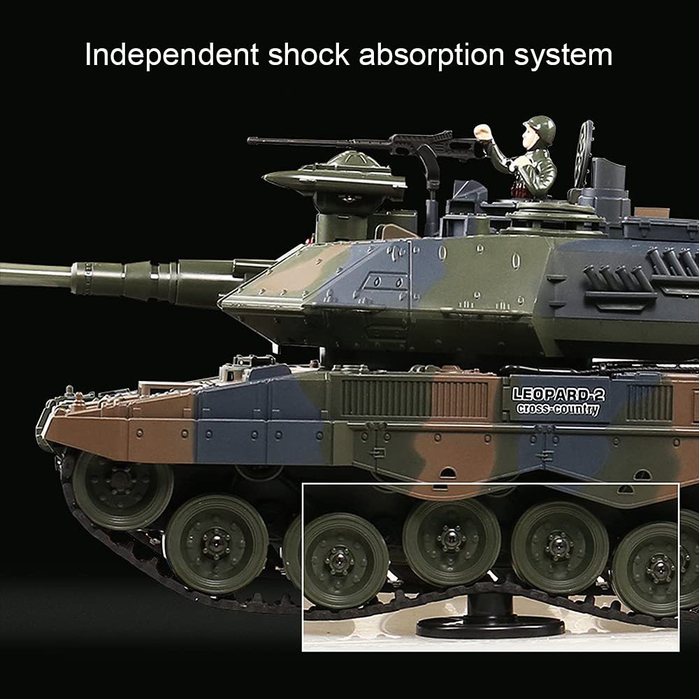 Fistone RC Tanks with Bullet Launch Function 1:18 Scale German Leopard Army 2.4G Remote Control Tank Toys for Kids Boys Girls