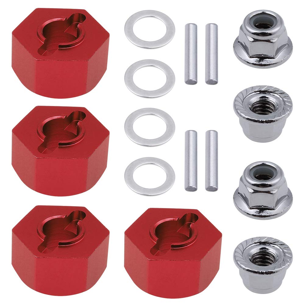 Hobbypark Anodized Aluminum Hex Wheel Hubs Pins and M4 Flanged Lock Nuts Washers Set for Traxxas Slash 2WD 1/10 Upgrade Parts,Re