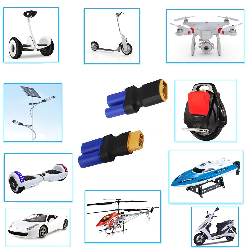 4pcs XT60 to EC5 Male Female Adapter, XT60 to Male Female EC5 Connector Adapter No Wires RC LiPo Battery Connectors