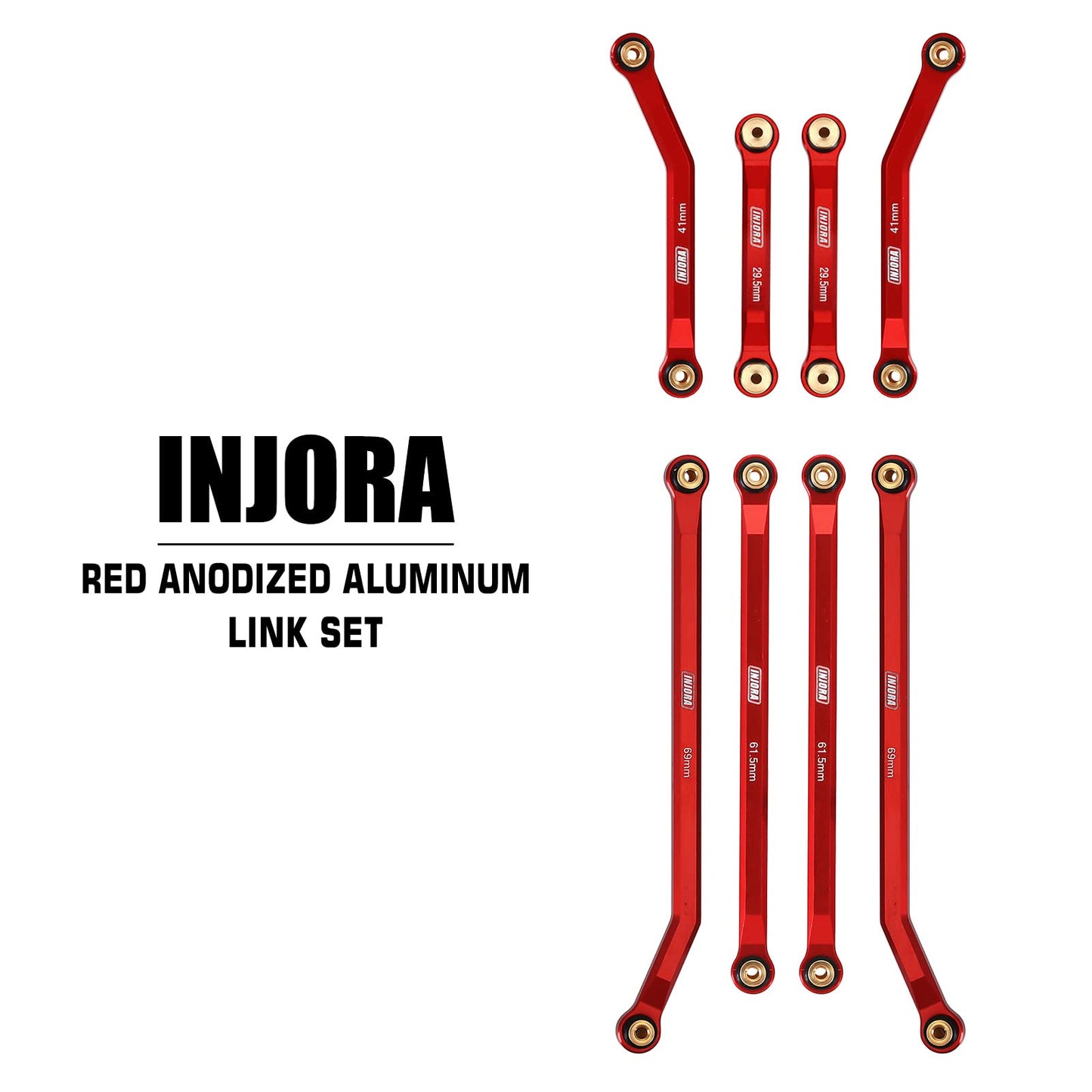 INJORA High Clearance 4 Links Set CNC Aluminum Links Set for SCX24 AXI90081 Deadbolt Axial 1/24 RC Crawler Car,8PCS (Red)