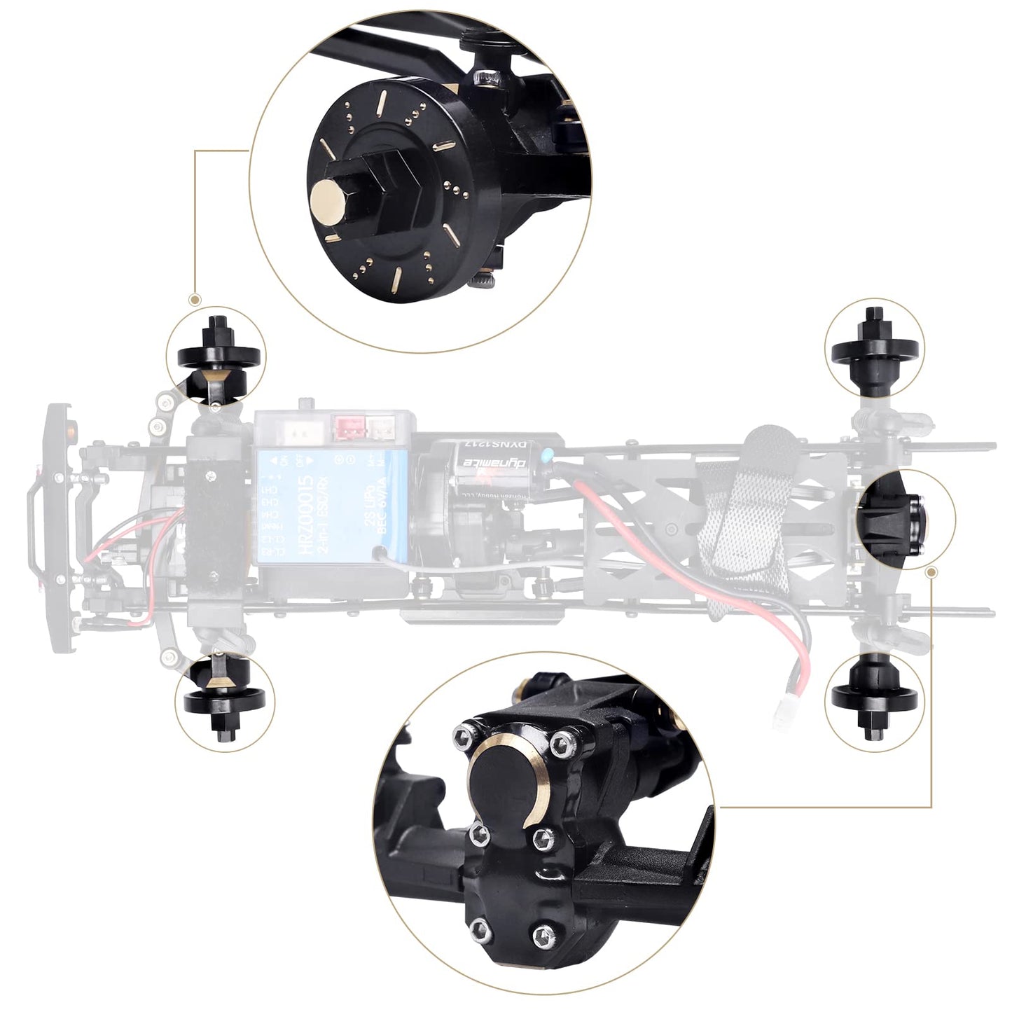 Hobbypark Front Steering Knuckles Wheel Weights Diff Cover Front Rear Extended 7Mm Wheel Hex Hubs Adapters For Axial Scx24 Upgra
