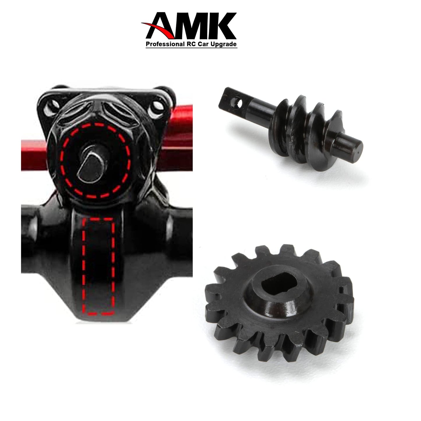 2pcs Steel Axle Differentials Gear 14T/2T Front and Rear Overdrive Differential Worm Gear for Axial SCX24 1/24 RC Crawler Truck