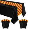 Oudain 6 Pcs Wizard Tablecloth 54 x 108 Inches Plastic Black Table Cover Red Golden Tablecloth Disposable Magical Party Supplies