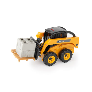 John Deere ERTL Big Farm John Deere Skid Steer Set - 1:16 Scale - Construction Toys Includes Barrels and Cones - Kids Toys Ages