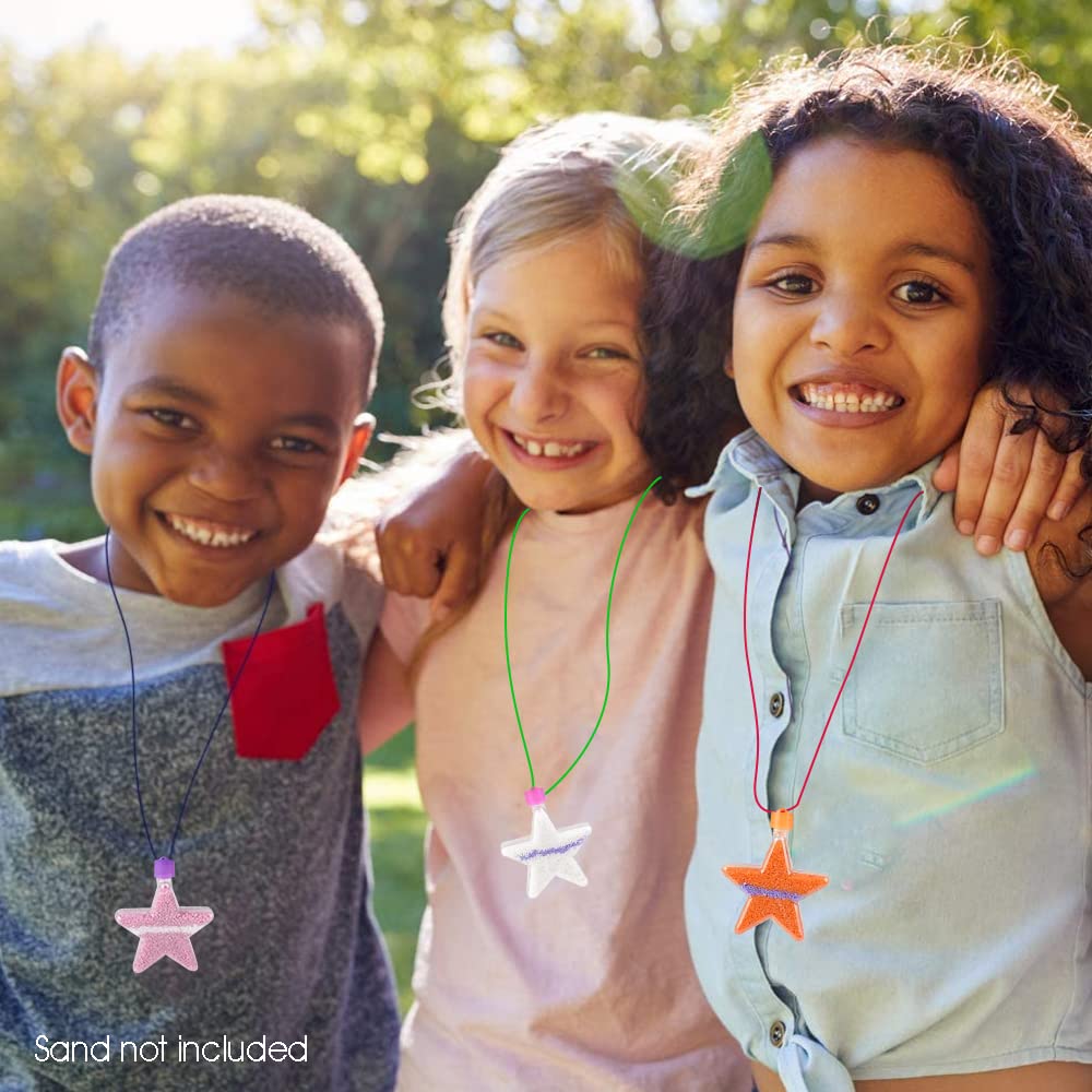 ArtCreativity Star Sand Art Bottle Necklaces, Pack of 12, Sand Art Craft Kit with Shaped Bottles, Craft Party Supplies and Party