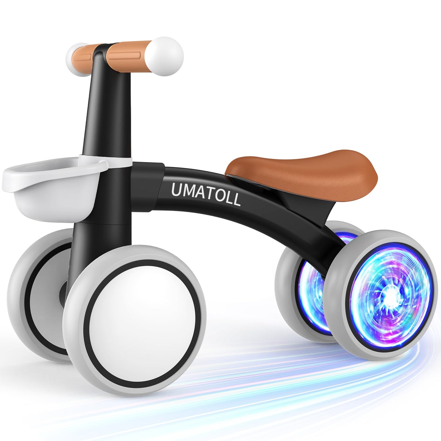 Umatoll Colorful Lighting Baby Balance Bike For 1 Year Old Boys Girls, 12-24 Months Toddler Balance Bike With Removable Basket,