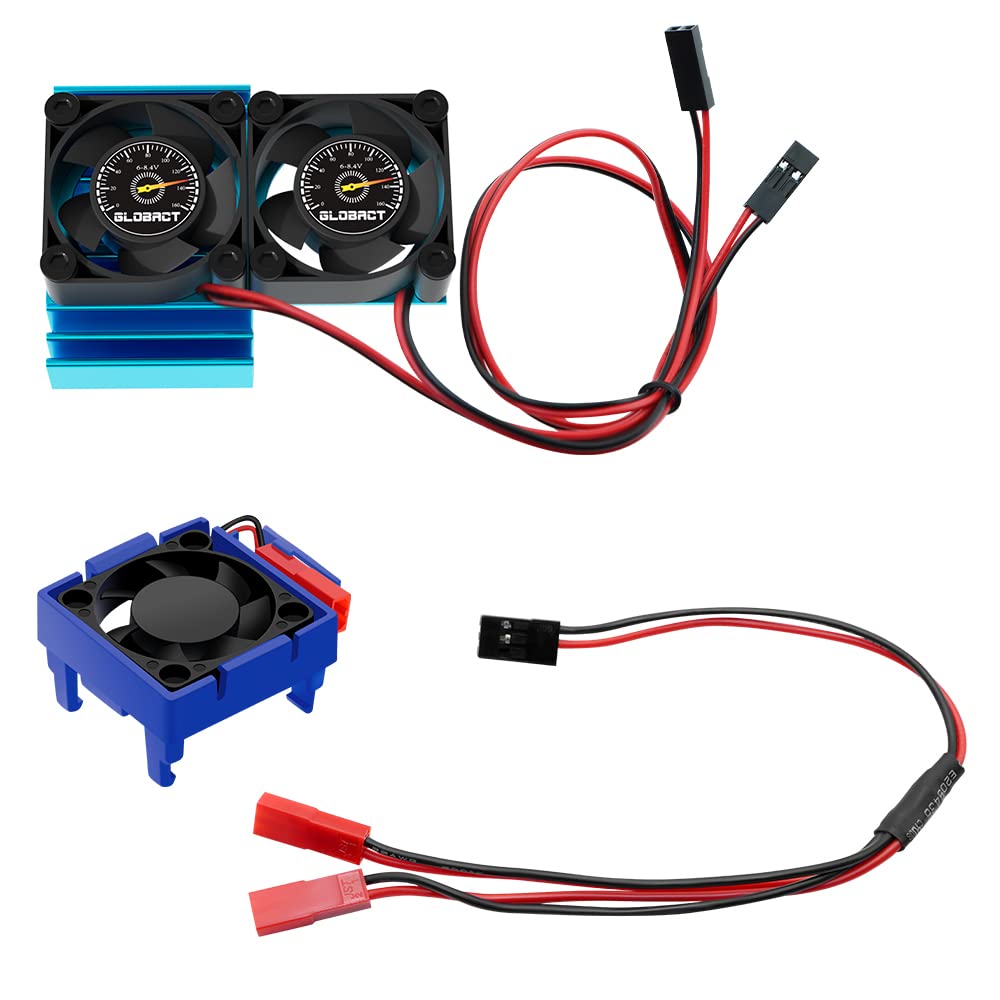 GLOBACT VXL-3s ESC Cooling Fan and Motor Cooling Fan Dual Fan Set for 1/10 Slash 4x4 Stampede 4x4 Rustler 4x4 Replace 3340 Velin