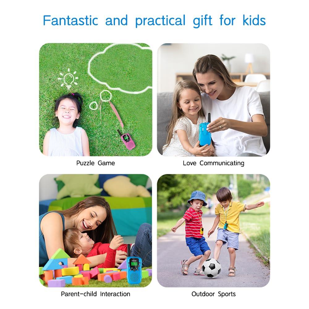 Walkie Talkies For Kids Toys For Boys Girls 4-6, 3 Miles Range Walkie Talkie To Camping, Outdoor 4 Year Old Girl Birthday Gifts For 3 4 5 6 7 Year Old Boy Girl Gifts Age 6-8 (Blue-Purple)