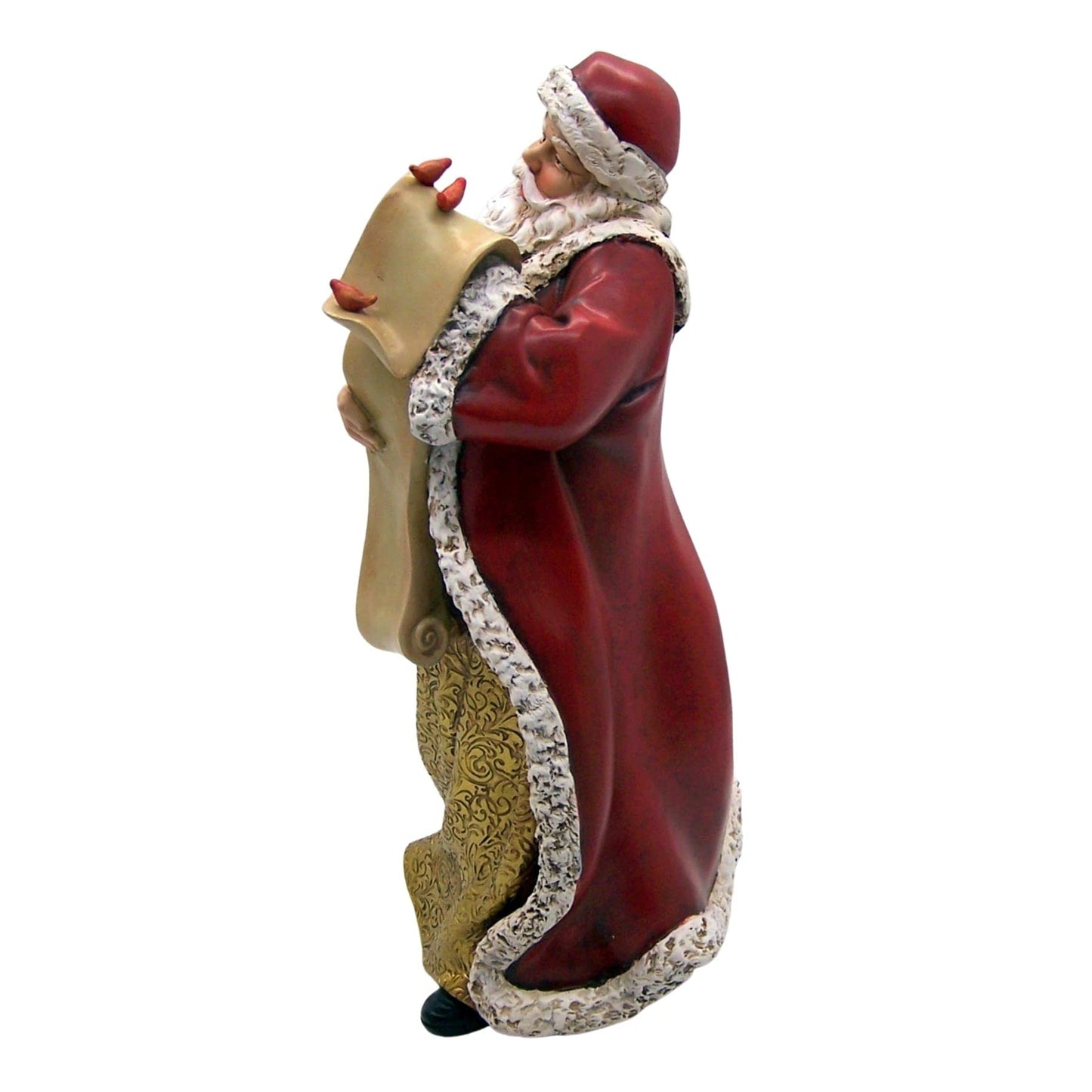 Napco Whimsical Red Santa With List And Cardinal 13.75 X 6.75 Resin Stone Decorative Figurine