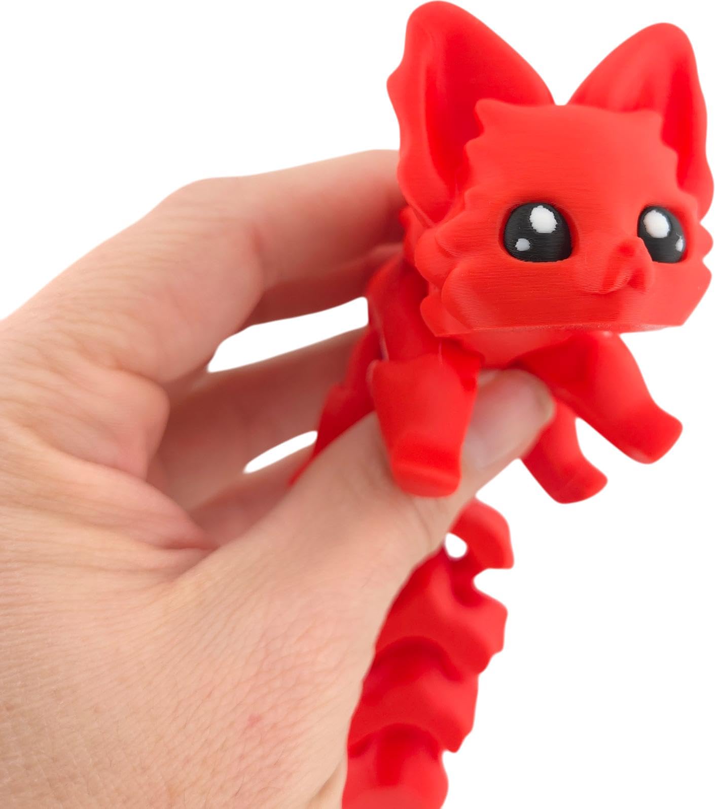 Cute Fox Desk Buddy, Articulated 3D Printed Fidget, 7.5 Inches, Authorized Seller (Red)