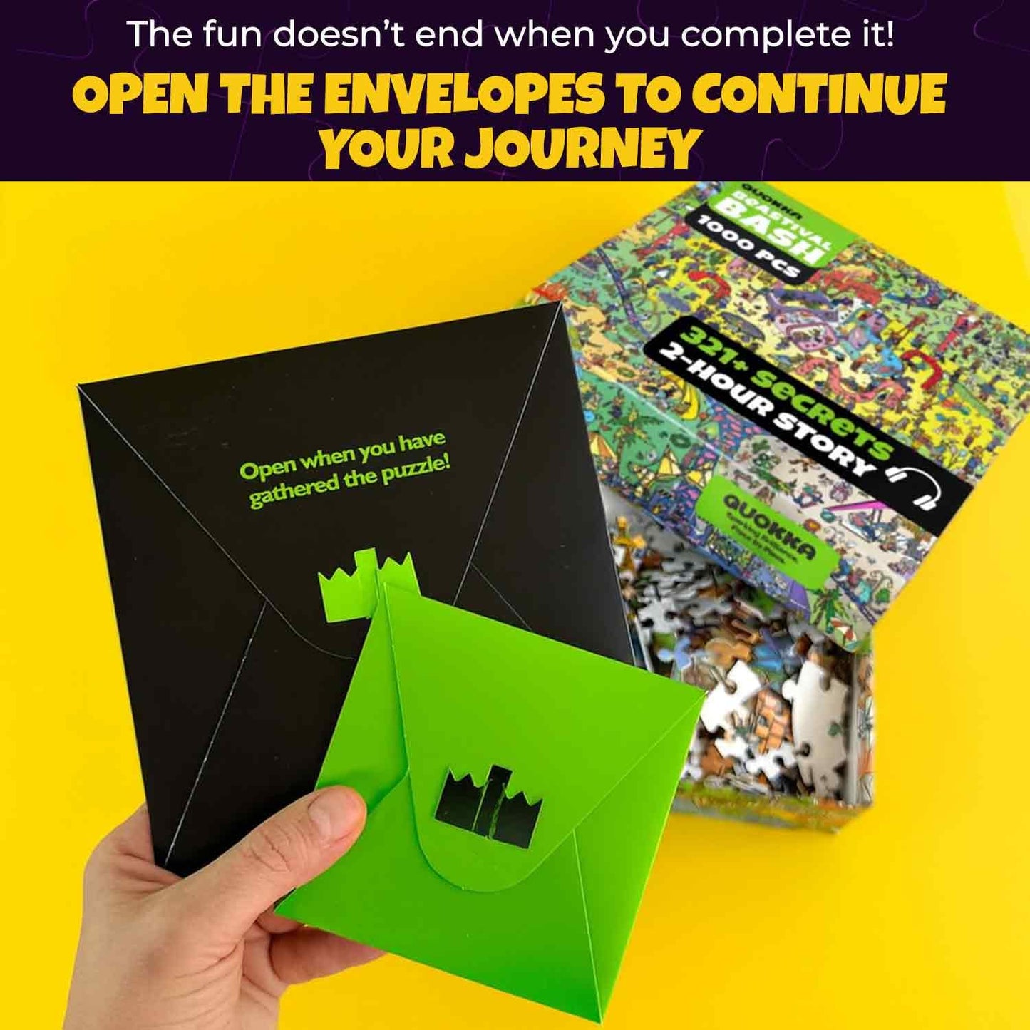 QUOKKA 1000 Piece Puzzle for mature-themeds and Teens - Animal Bash mature-themed Jigsaw Puzzles with Hidden Secrets & Audio Story - Detailed Visual Puzzle Game for Focus & Relaxation with Twist - FSC Certified Gift