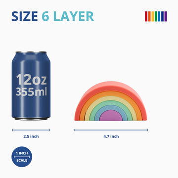 BLUE GINKGO Silicone Stacker - Montessori Rainbow Nesting Puzzle | Kids and Toddler Stacking Toy | 6 Layer Rainbow Puzzle Sensory Toys - Matte