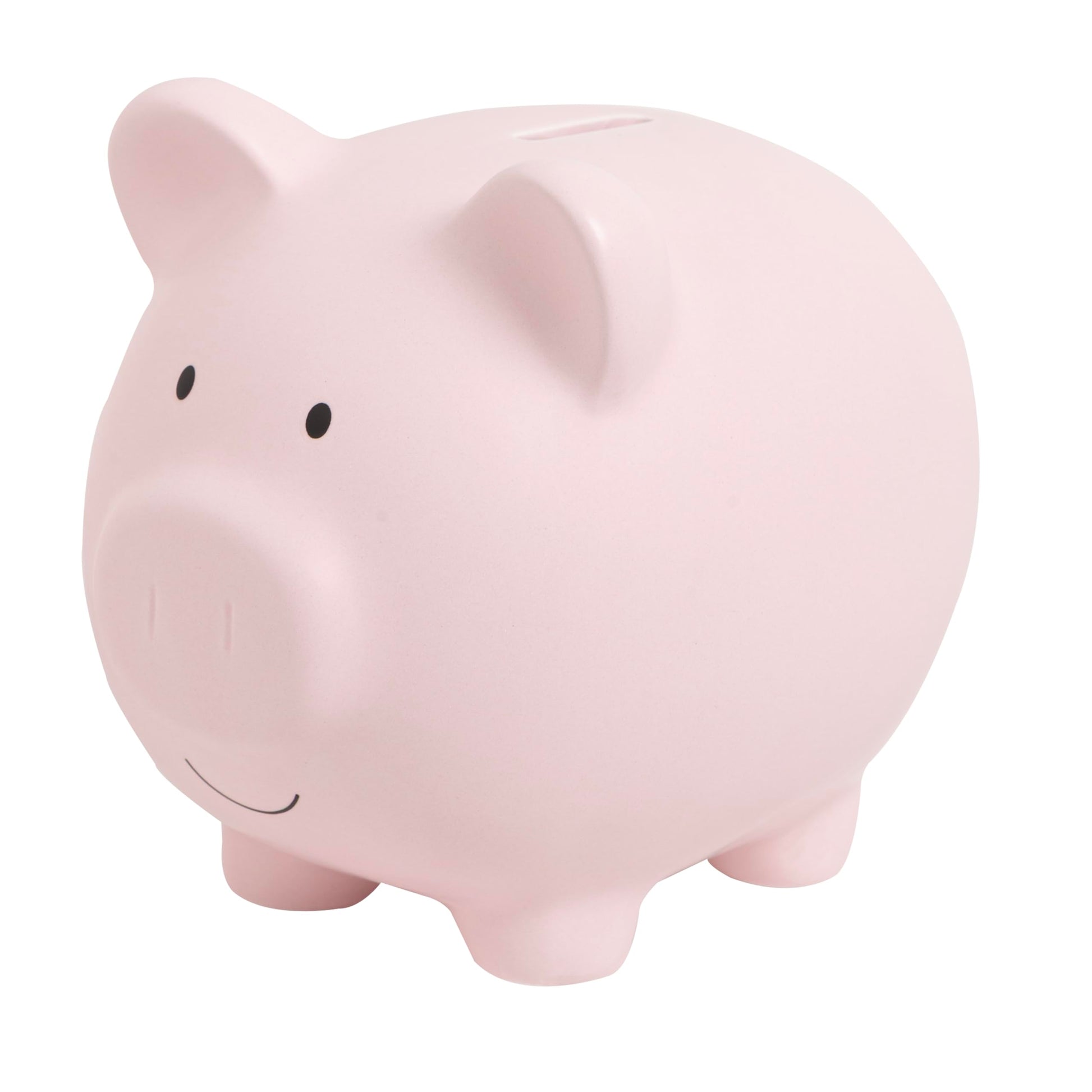 Kate & Milo Pink Matte Piggy Bank, Ceramic Piggy Bank, Ideal For Boys And Girls, Kids Money And Coin Bank, Perfect Baby Nursery