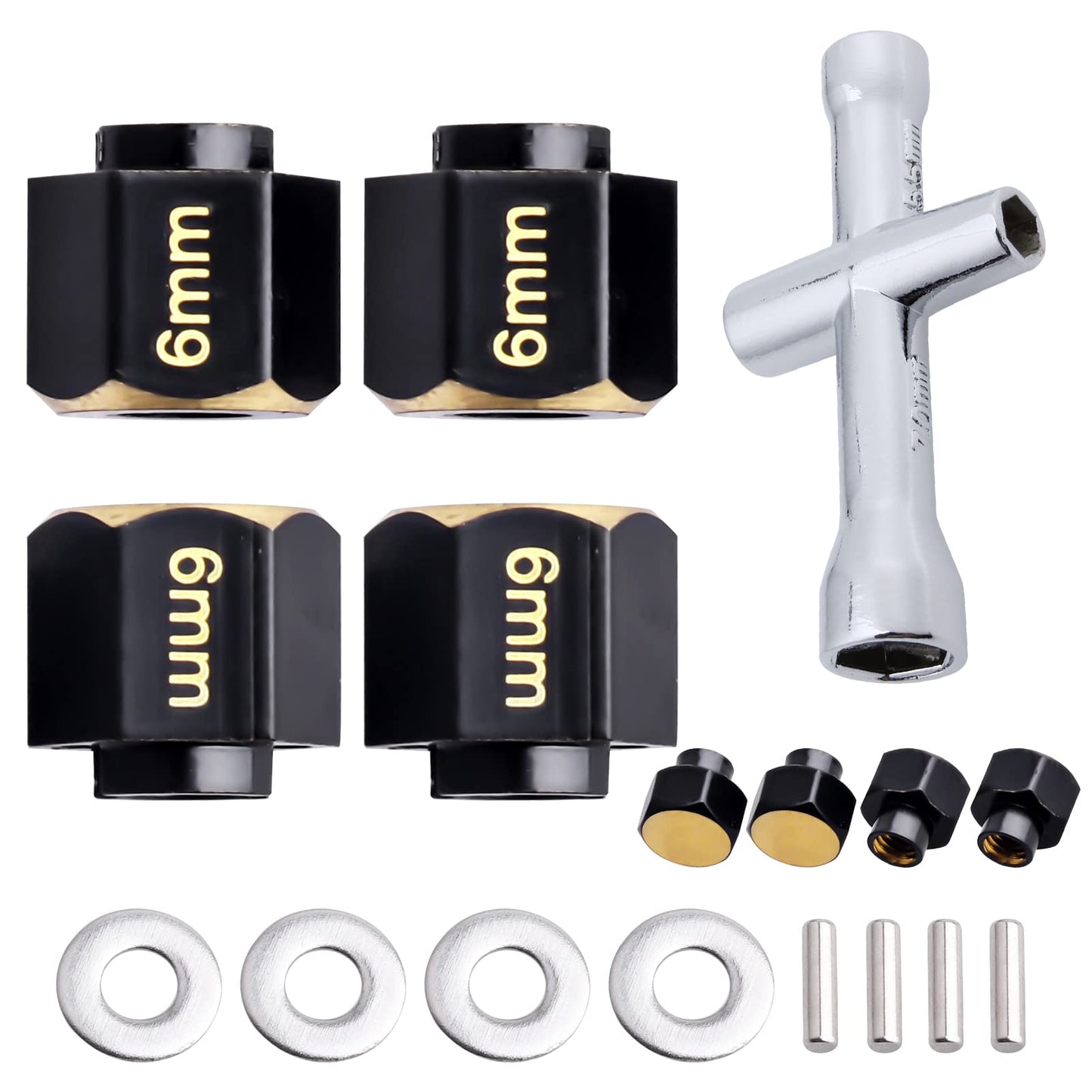 HobbyPark Brass Hex Extension 6mm for TRX4M RC Crawler - Wheel Hex Hubs Extenders & Offset Spacers Replacement of 9750
