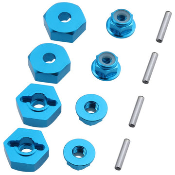 HobbyPark 12mm Aluminum Wheel Hex Drive Hub Adaptor (4P) & M4 Locknut (4P) RC Model Car Parts Blue